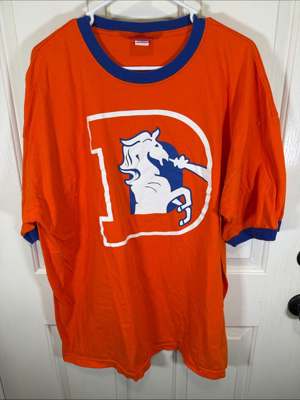 Vintage Reebok Denver Broncos Ringer Tee with Blue Trim